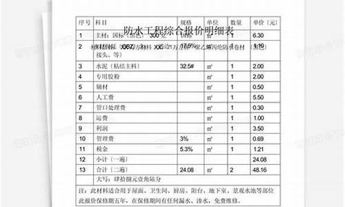 防水报价明细表样本_防水报价明细表样本 