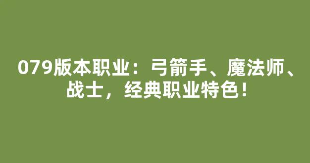 079版本职业：弓箭手、魔法师、战士，经典职业特色！