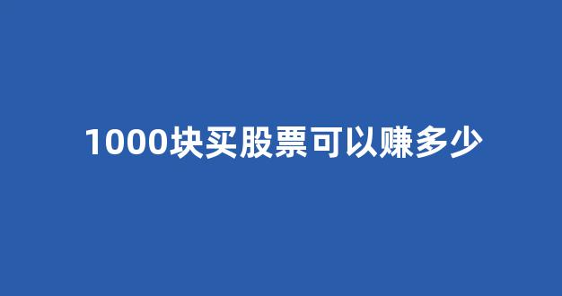 1000块买股票可以赚多少(一千块买股票可以赚多少)_https://www.hn-life.com_上交所_第1张