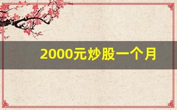 2000元炒股一个月能赚多少钱(2000块炒股一个月能翻多少)_https://www.brunchezvous.com_自驾游_第1张