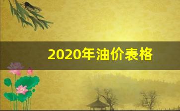 2020年油价表格-2020年油价一览表