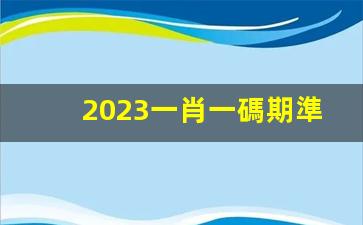 2023一肖一碼期準(zhǔn)