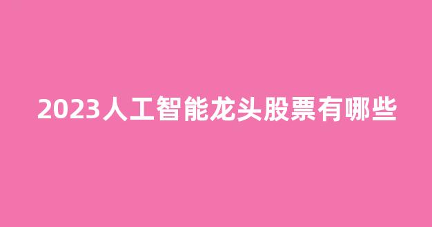 2023人工智能龙头股票有哪些(2021年人工智能龙头股)_https://www.eamstsz.com_科创板_第1张