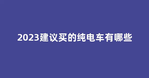 2023建议买的纯电车有哪些(2023 新能源)_https://www.eamstsz.com_科创板_第1张