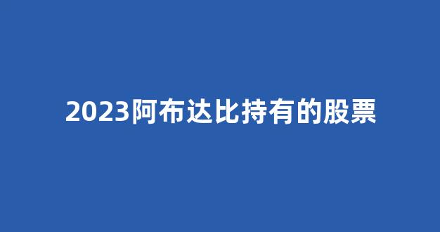 2023阿布达比持有的股票(阿布达比投资局2021持仓)_https://www.hangfeite.com_创业板_第1张