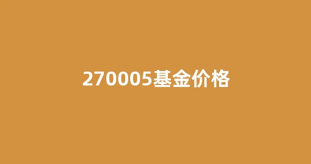 270050基金今天最新净值_270005基金价格