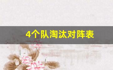 4个队淘汰对阵表-4个队淘汰赛多少场