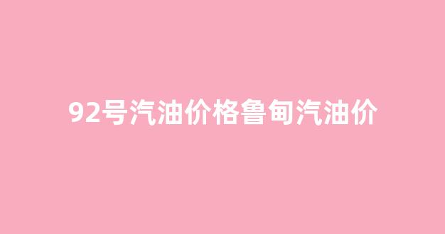 92号汽油价格鲁甸汽油价_鲁山92号汽油价格
