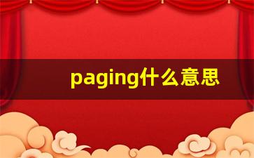paging什么意思,paging中文翻译,paging用法及例句,paging怎么读-第1张图片-我的生活随想