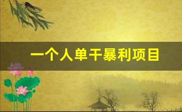 一个人单干暴利项目(一个人单干暴利项目摆摊)_https://www.jumanxin.com_科创板_第1张