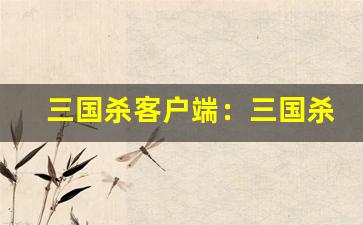 三国杀客户端：三国杀游戏客户端下载与策略分享(三国杀端游官网)-第1张图片-我的生活随想
