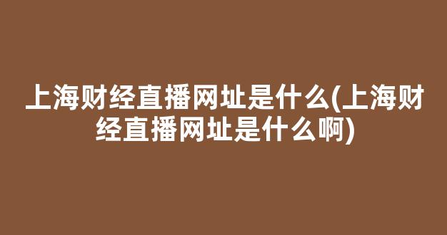 上海财经直播网址是什么(上海财经直播网址是什么啊)_https://www.kairu168.com_广期所_第1张