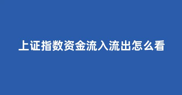 上证指数资金流入流出怎么看(上证指数的资金流入流出)_https://www.lclxwz.com_郑商所_第1张