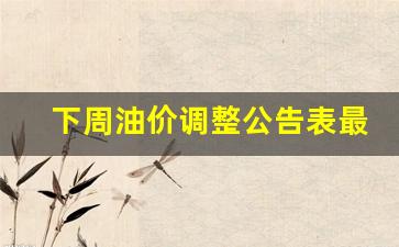 下周油价调整时间-下周油价调整公告表最新
