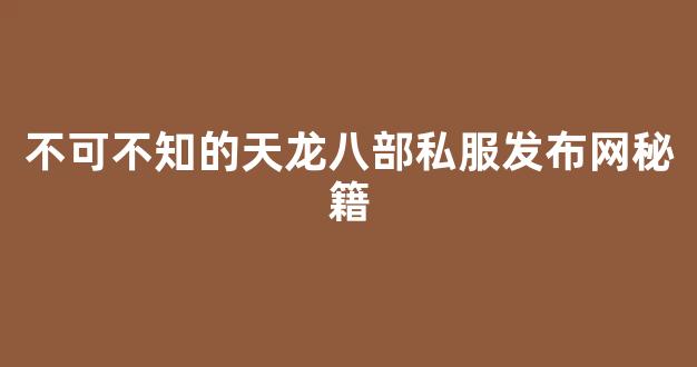 不可不知的天龙八部私服发布网秘籍