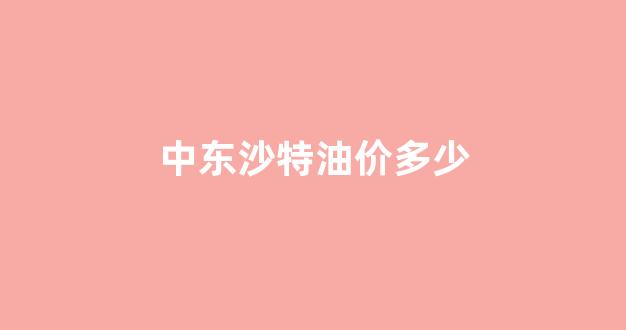 中东沙特油价多少_沙特油价多少钱