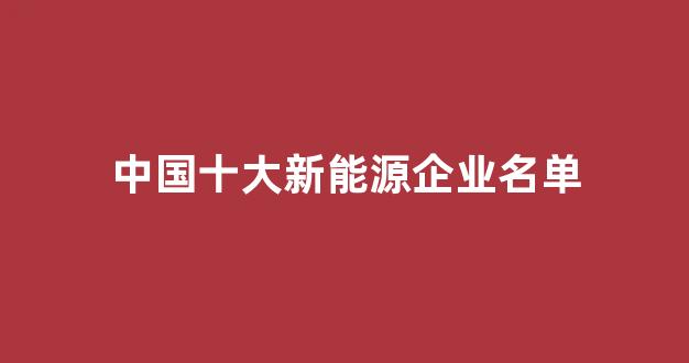 中国十大新能源企业名单(中国十大新能源企业名单排名)_https://www.wguangz.com_郑商所_第1张