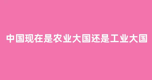 中国现在是农业大国还是工业大国(我国现在是农业大国还是工业大国)_https://www.wanyuyiyao.com_深交所_第1张