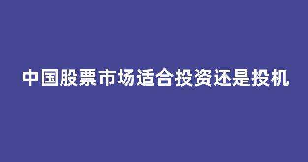 中国股票市场适合投资还是投机(中国股票市场的投资机会)_https://www.hangfeite.com_上交所_第1张