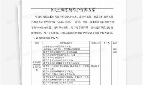 中央空调维保 方案 报价表_中央空调维保方案及报价表