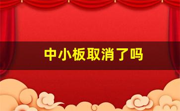 中小板取消了吗(中小板什么时候取消的)_https://www.erdeww.com_期货_第1张
