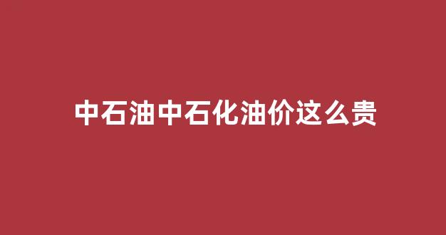 中石油中石化油价这么贵_中石油中石化的油为什么那么贵