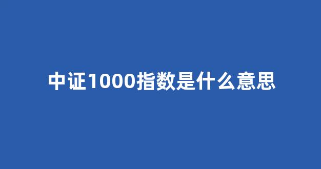 中证1000指数是什么意思(中证2000指数是什么意思)_郑商所_第1张_财经网 中证1000指数是什么意思(中证2000指数是什么意思)_https://www.gen-fastener.com_郑商所_第1张