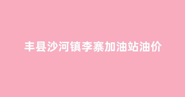 丰县沙河镇李寨加油站油价_丰县大沙河加油站