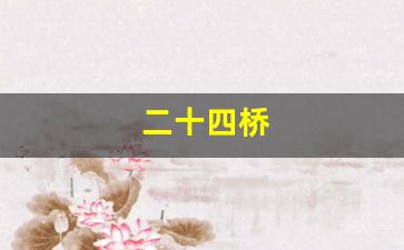 二十四桥明月夜写的小说-二十四桥