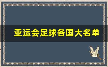 亚运会足球队名单-亚运会足球各国大名单