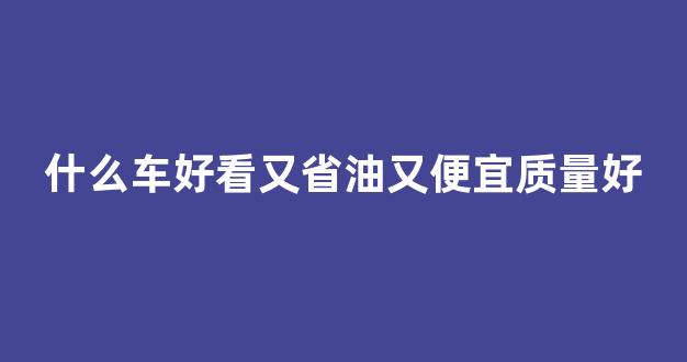 什么车好看又省油又便宜质量好(什么车好看又省油又便宜质量好排预算在20万)_https://www.dcjwmf.com_上期能源_第1张