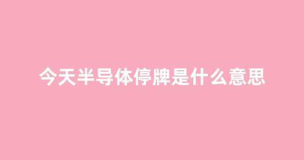 今天半导体停牌是什么意思(半导体跌停)_https://www.nalian8.com_科创板_第1张