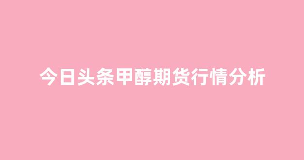 今日头条甲醇期货行情分析(甲醇期货行情最新分析)_https://www.hhem8.com_深交所_第1张