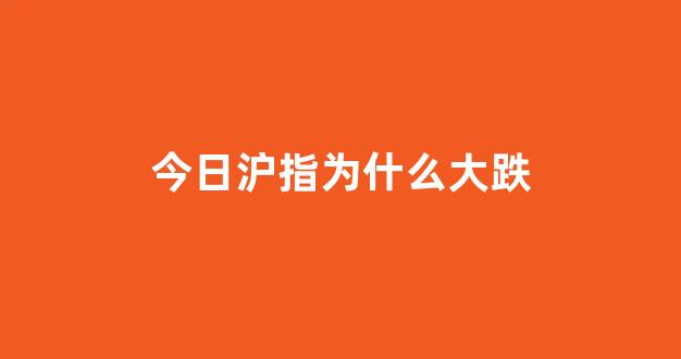 今日沪指为什么大跌(今日沪指a股)_https://www.hhem8.com_上交所_第1张