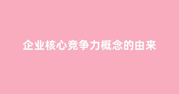 企业核心竞争力概念的由来(物流企业核心竞争力的概念)_https://www.hangfeite.com_创业板_第1张