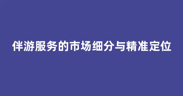 伴游服务的市场细分与精准定位(伴游是什么工作性质)
