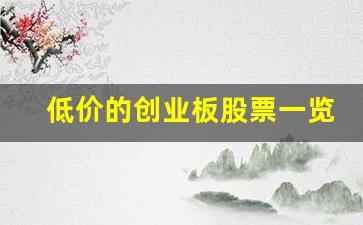 低价的创业板股票一览表(创业板医药股票一览表)_https://www.gzyhshgzzx.com_郑商所_第1张