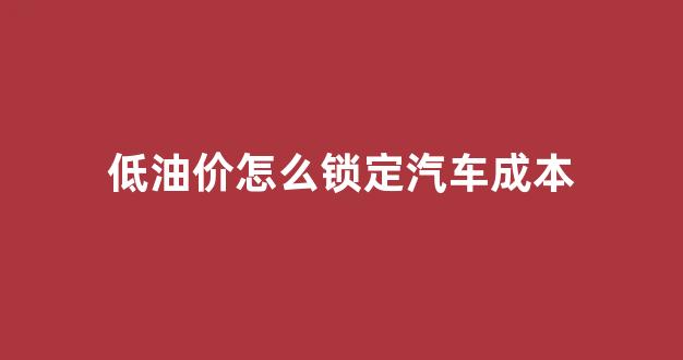 低油价我们应该怎么做_低油价怎么锁定汽车成本