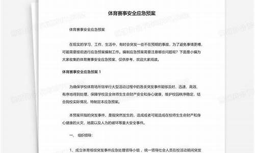 体育赛事安全应急预案及处理流程_体育赛事安全应急方案