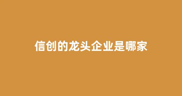 信创的龙头企业是哪家(信创龙头上市公司)_https://www.luoxuangg888.com_科创板_第1张