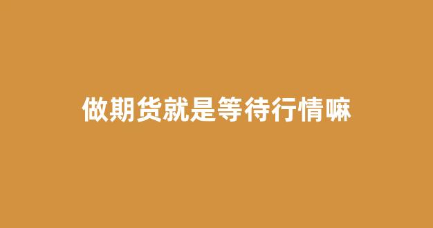 做期货就是等待行情嘛(期货就是等待的过程)_https://www.rzcpcj.com_天猫运营_第1张
