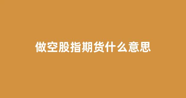 做空股指期货什么意思(什么是做空股指期货)_https://www.xzdzchf.com_北交所_第1张