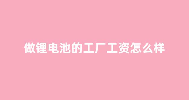 做锂电池的工厂工资怎么样(做牙的工厂工资怎么样)_https://www.rzcpcj.com_天猫运营_第1张