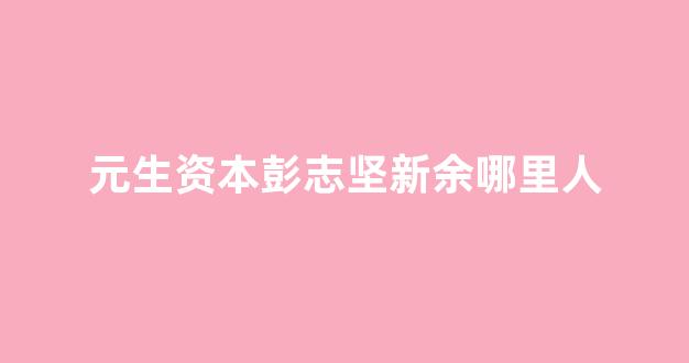 元生资本彭志坚新余哪里人(元生资本 彭志坚)_https://www.hhem8.com_深交所_第1张