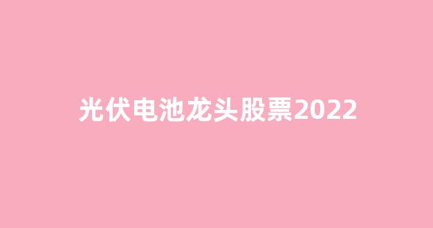 光伏电池龙头股票2022(光伏电池相关股票)_https://www.hhem8.com_深交所_第1张