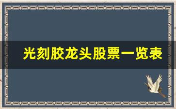 光刻胶龙头股票一览表(光刻胶龙头)_https://www.hangfeite.com_创业板_第1张