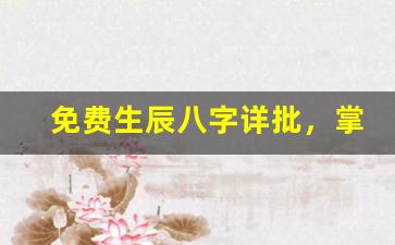 免费生辰八字详批，掌控未来运势(免费生辰八字精准详批)