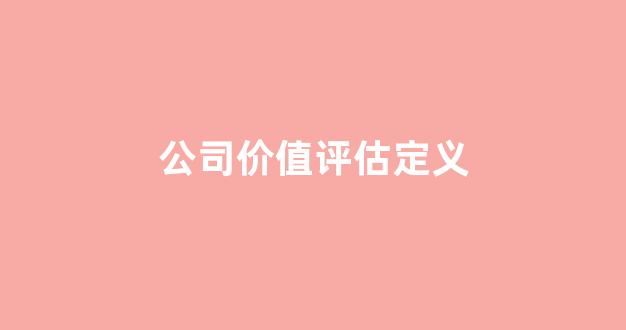 公司价值评估定义(公司价值评估定义标准)_https://www.hn-life.com_深交所_第1张