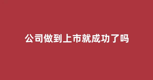 公司做到上市就成功了吗(公司做到上市就成功了吗知乎)_https://www.gzyhshgzzx.com_上期能源_第1张