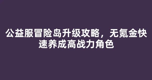 公益服冒险岛升级攻略，无氪金快速养成高战力角色